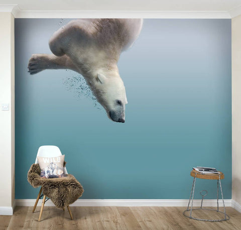 Arctic Polar Bear Self Adhesive Wallpaper Mural - Oakdene Designs