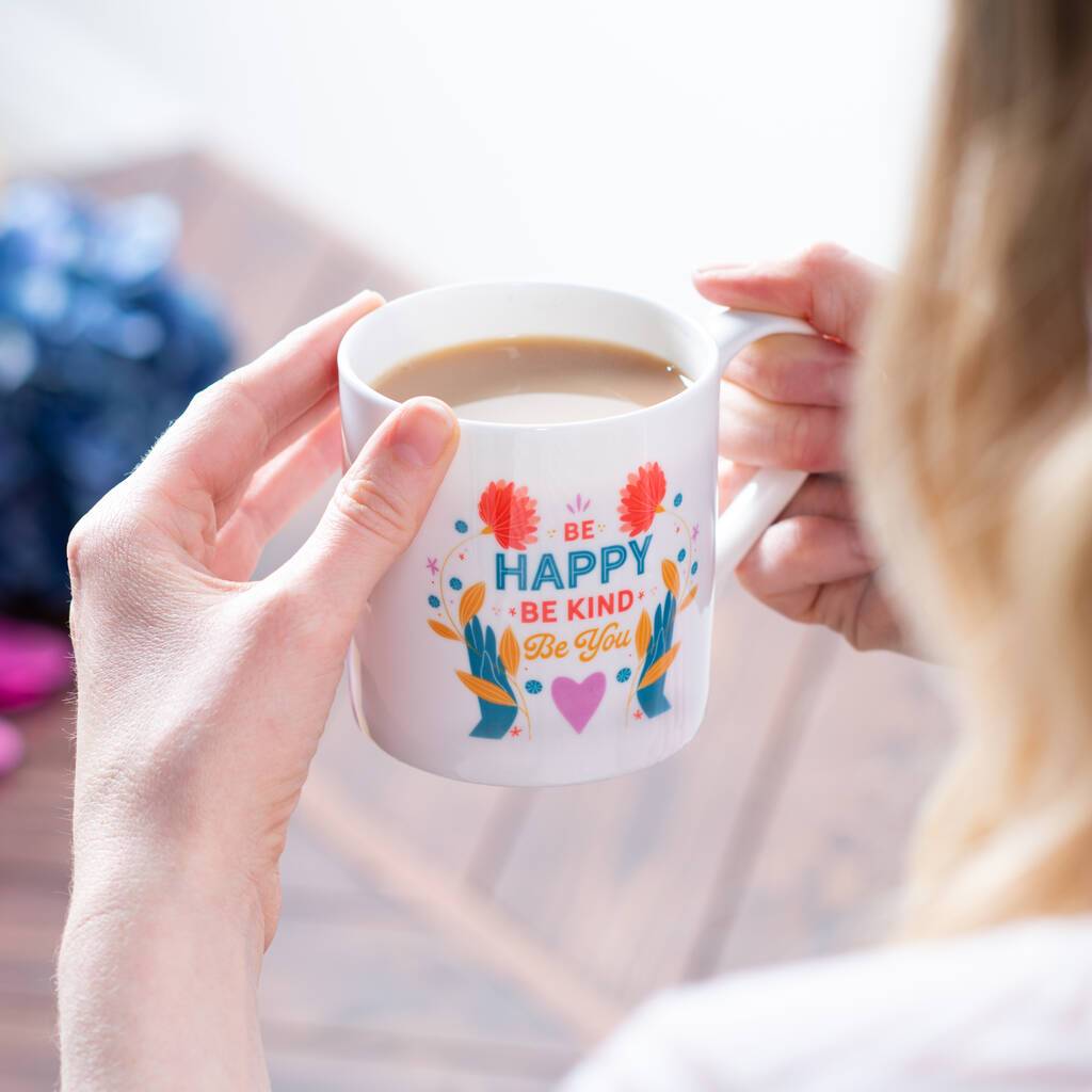 'Be Happy' Mindful Bone China Mug - Oakdene Designs