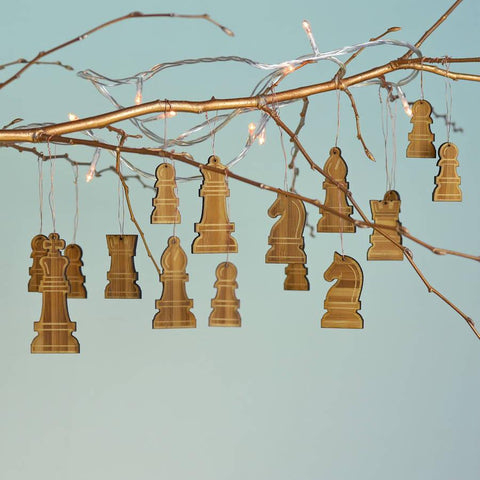 Christmas Bamboo Chess Piece Decorations - Oakdene Designs