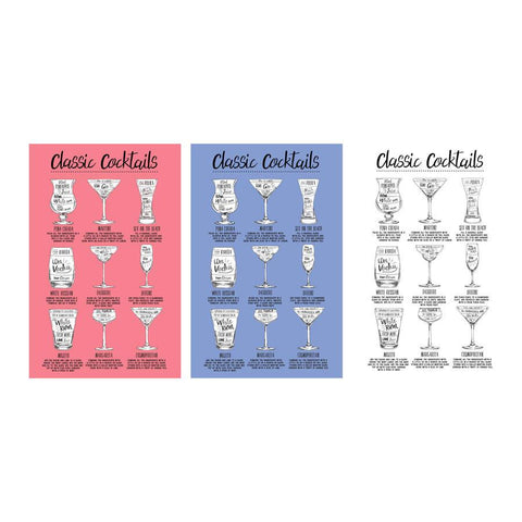 'Classic Cocktails' Tea Towel - Oakdene Designs