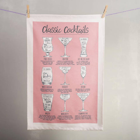 'Classic Cocktails' Tea Towel - Oakdene Designs