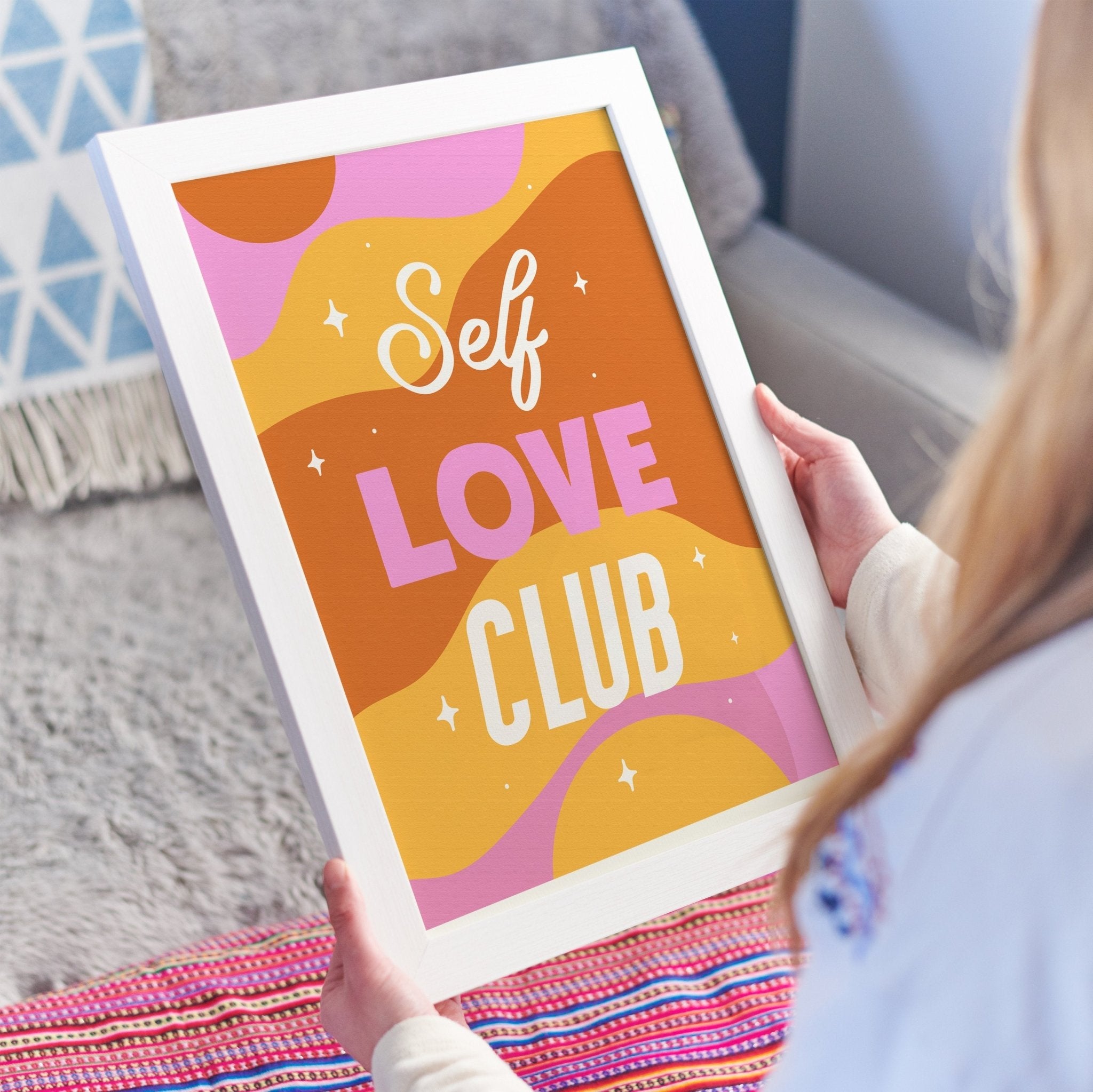 Colourful Self Love Club Typography Home Print - Oakdene Designs