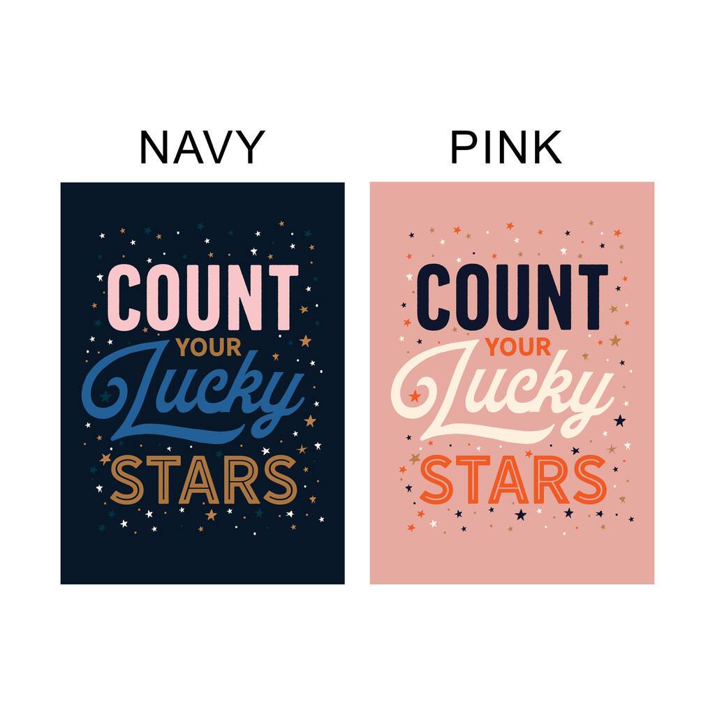 'Count Your Lucky Stars' Positive Typography Print - Oakdene Designs