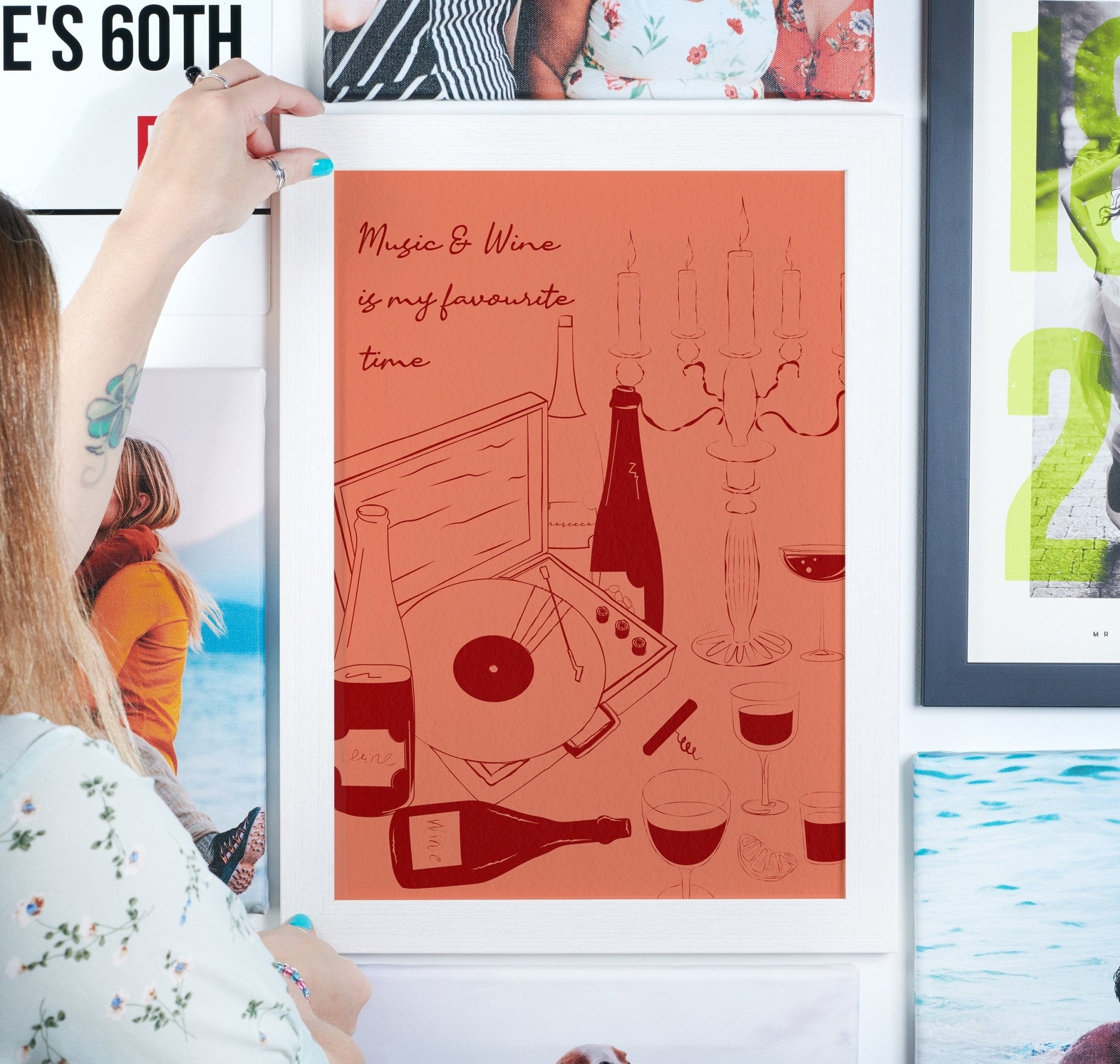 Framed Music And Wine Is My Favourite Time Print - Oakdene Designs