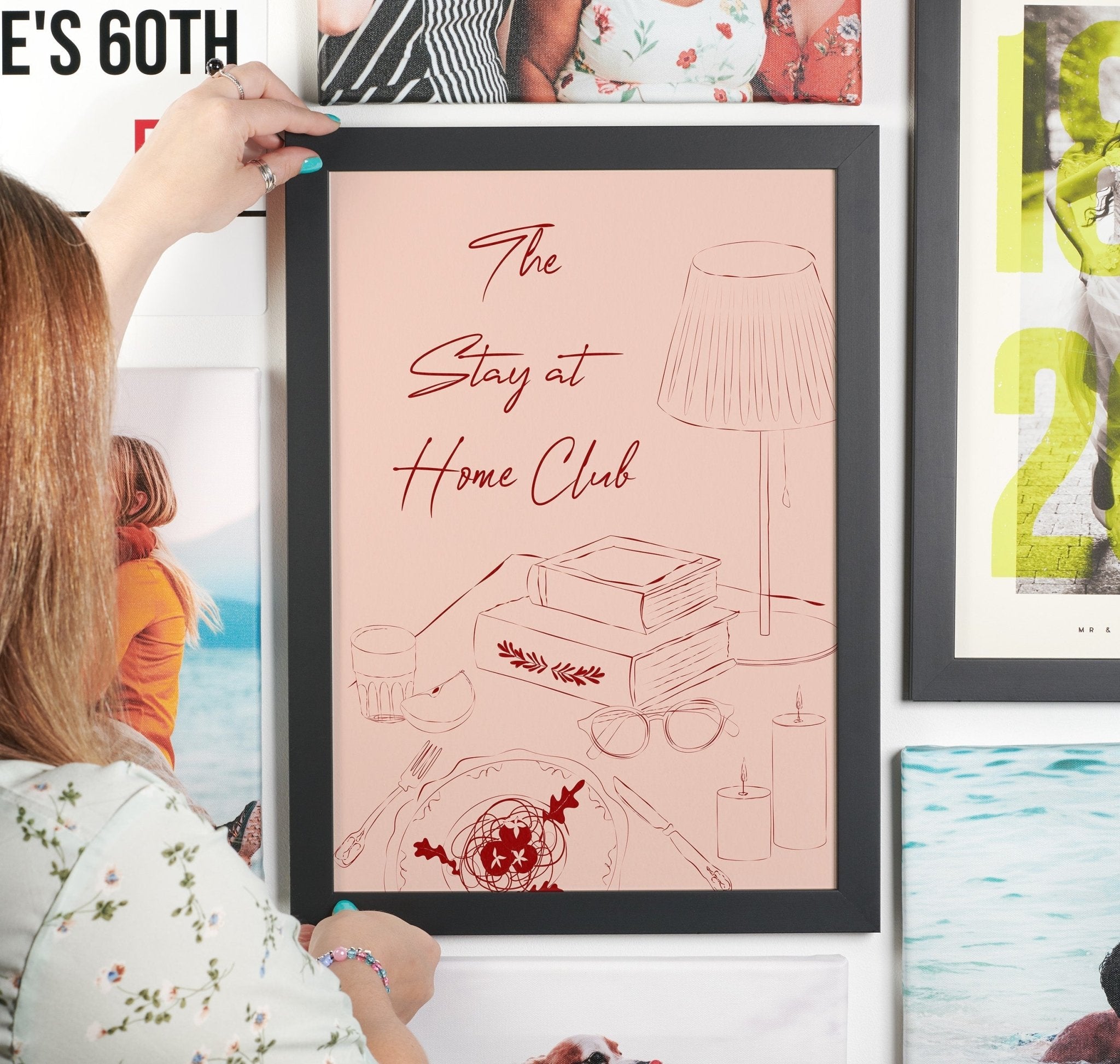 Framed The Stay At Home Club Print - Oakdene Designs