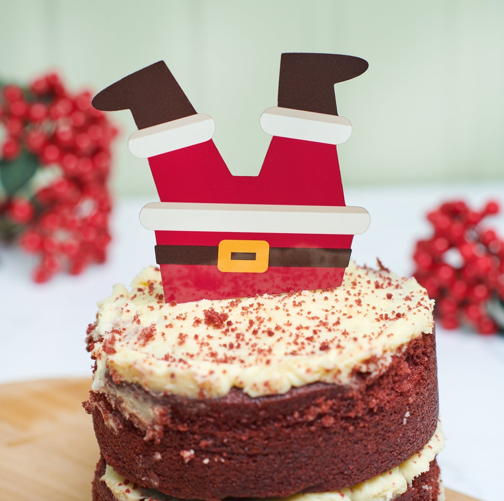 Funny Father Christmas Cake Topper Legs Decoration - Oakdene Designs