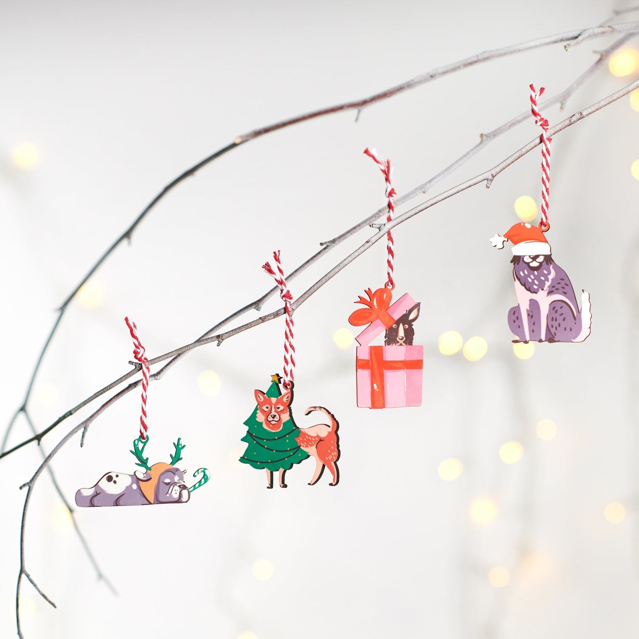 Funny Set Of Dog Christmas Decorations - Oakdene Designs