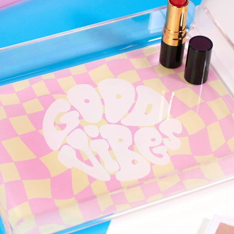 Good Vibes Typographical Acrylic Decorative Tray - Oakdene Designs