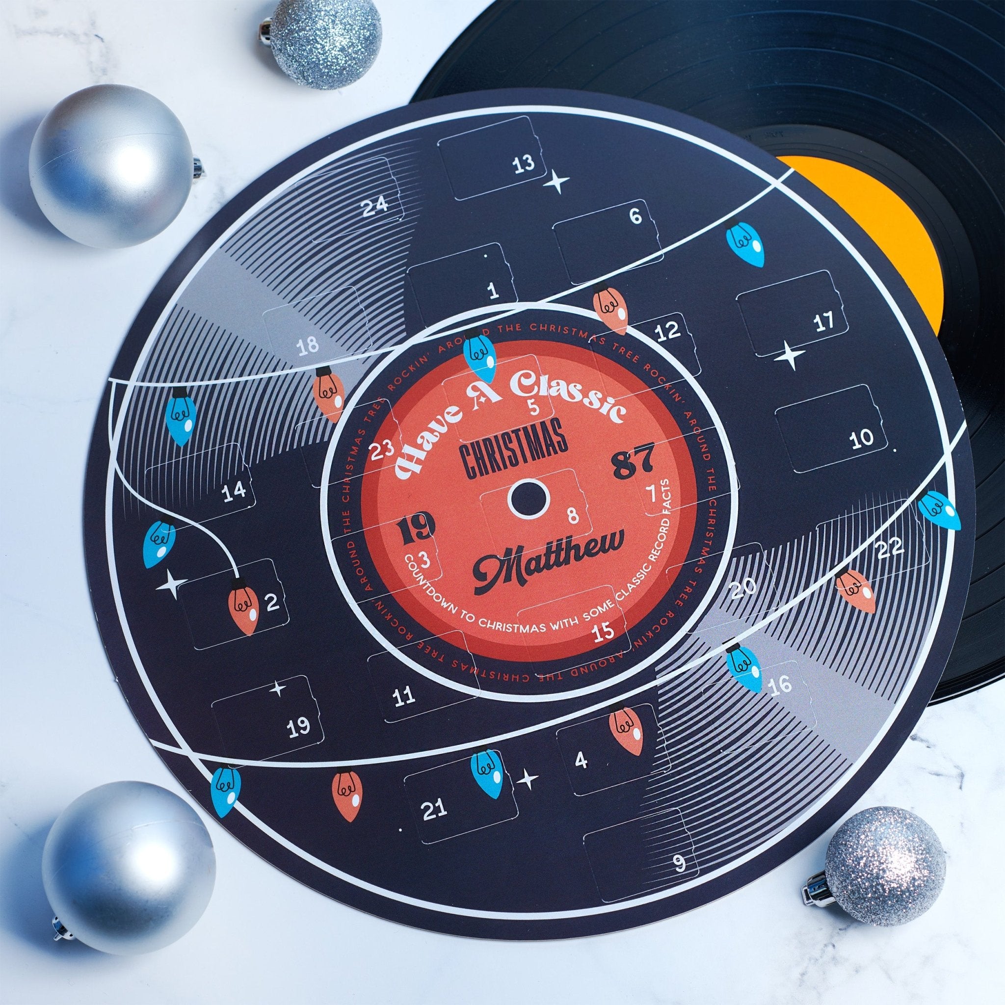 Oakdene Designs Advent Calendar Personalised Vinyl Record Music Advent Calendar