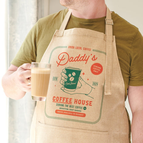 Oakdene Designs Apron / Oven Gloves Personalised Barista Coffee Burlap Apron