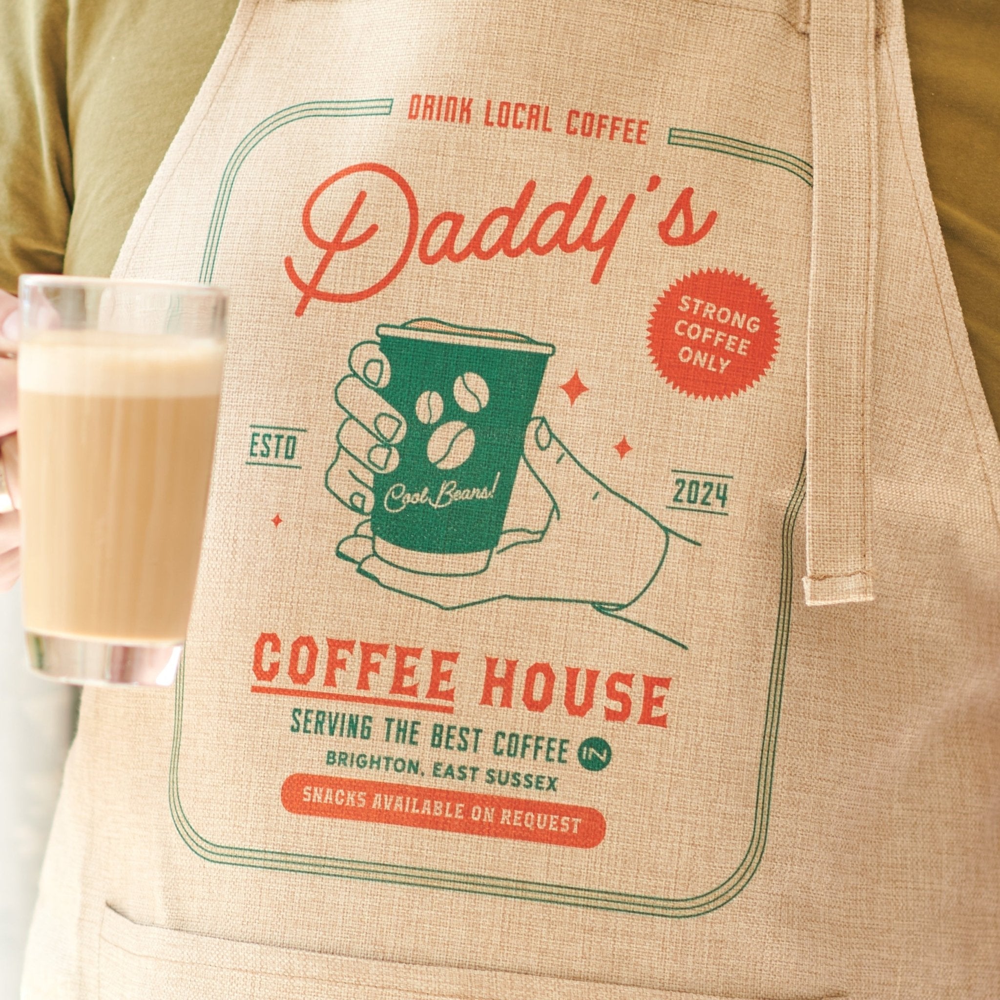 Oakdene Designs Apron / Oven Gloves Personalised Barista Coffee Burlap Apron