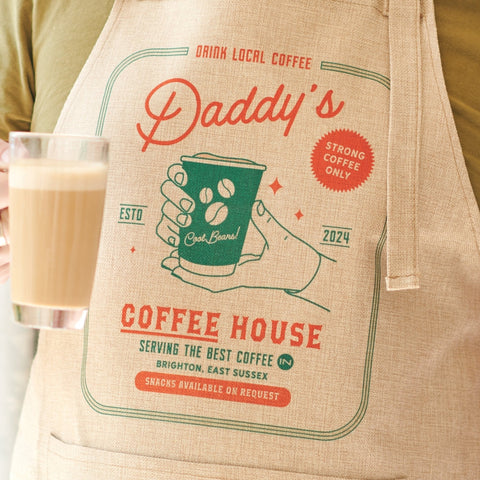 Oakdene Designs Apron / Oven Gloves Personalised Barista Coffee Burlap Apron