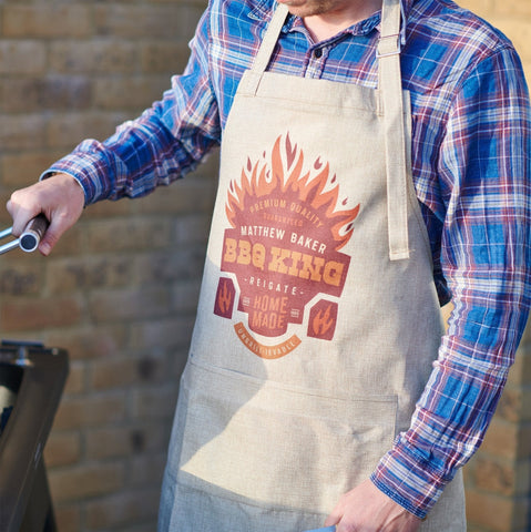 Oakdene Designs Apron / Oven Gloves Personalised Burlap BBQ Apron