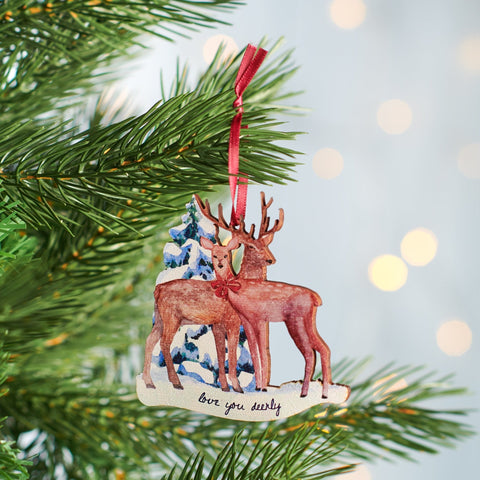 Oakdene Designs Christmas Decorations Couples Traditional Style Deer Christmas Decoration