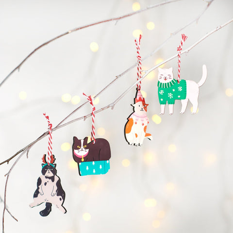 Oakdene Designs Christmas Decorations Funny Cat Christmas Decorations