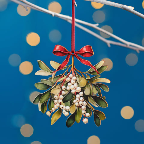 Oakdene Designs Christmas Decorations Hanging Mistletoe Sprig Wooden Christmas Decoration