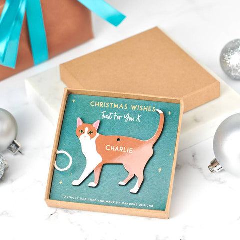 Oakdene Designs Christmas Decorations Personalised Cat Christmas Decoration