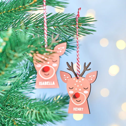 Oakdene Designs Christmas Decorations Personalised Children's Pom Pom Reindeer Decoration