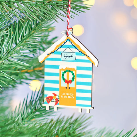 Oakdene Designs Christmas Decorations Personalised Christmas Beach Hut Tree Decoration