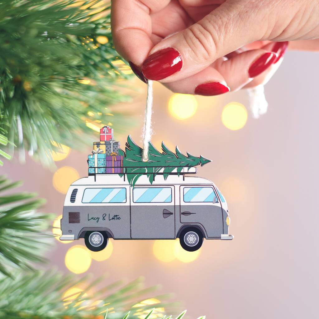 Oakdene Designs Christmas Decorations Personalised Christmas Campervan Hanging Decoration