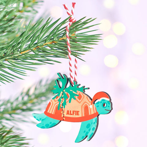 Oakdene Designs Christmas Decorations Personalised Christmas Turtle Christmas Decoration