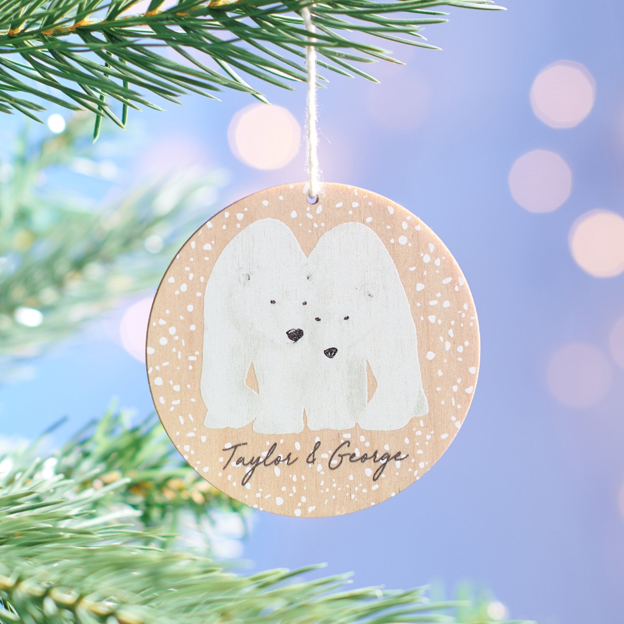 Oakdene Designs Christmas Decorations Personalised Couples Polar Bear Bauble