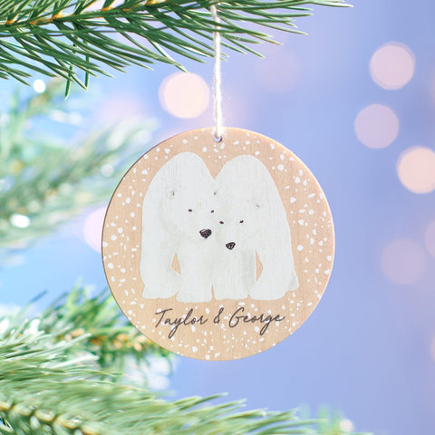 Oakdene Designs Christmas Decorations Personalised Couples Polar Bear Bauble