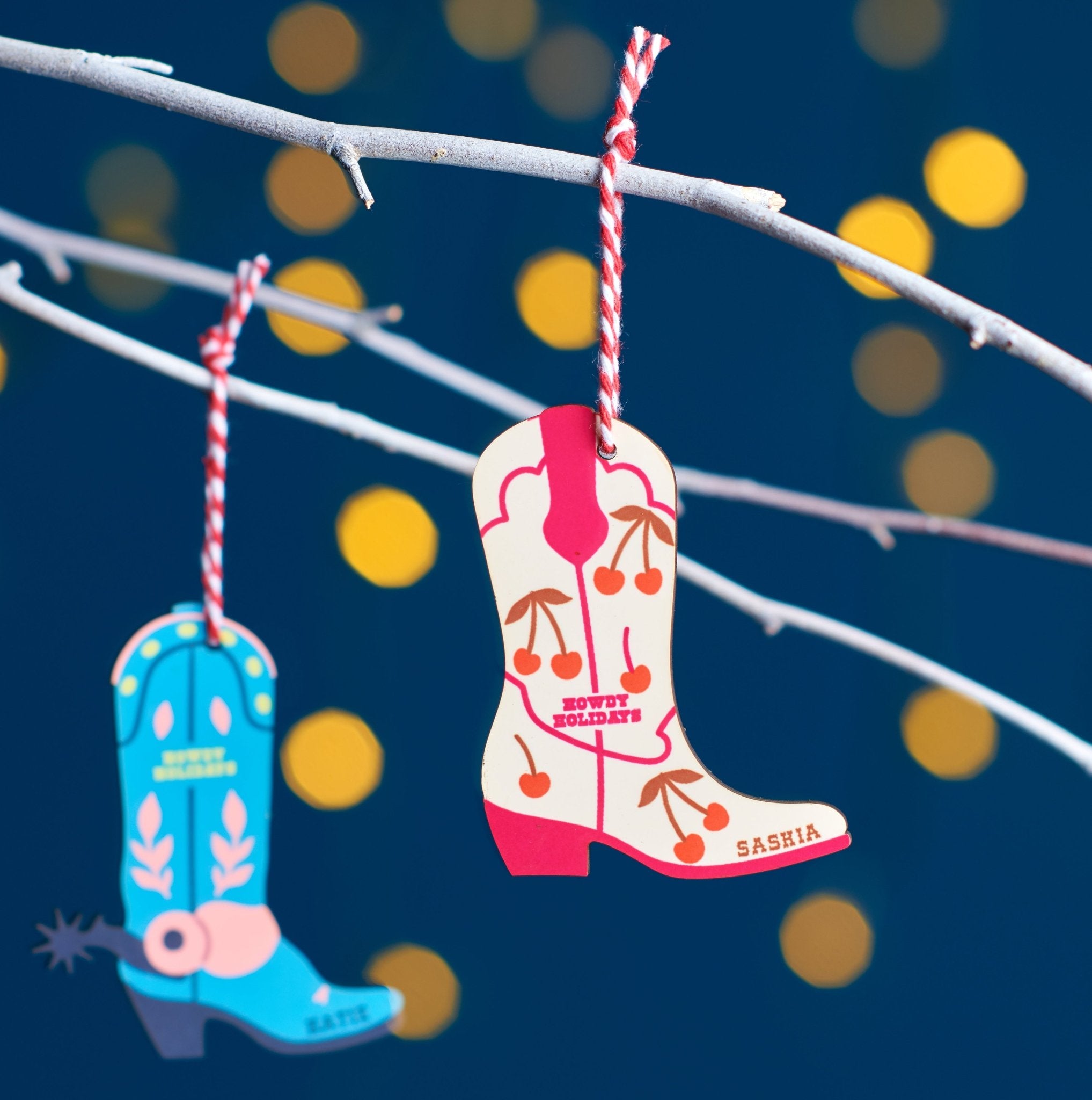 Oakdene Designs Christmas Decorations Personalised Cowboy Boot Christmas Decoration