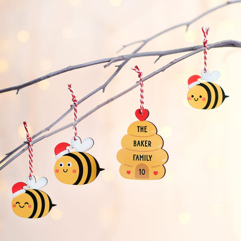 Oakdene Designs Christmas Decorations Personalised Family Bee Christmas Decorations