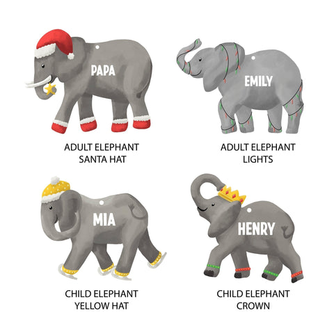 Oakdene Designs Christmas Decorations Personalised Family Elephant Decoration