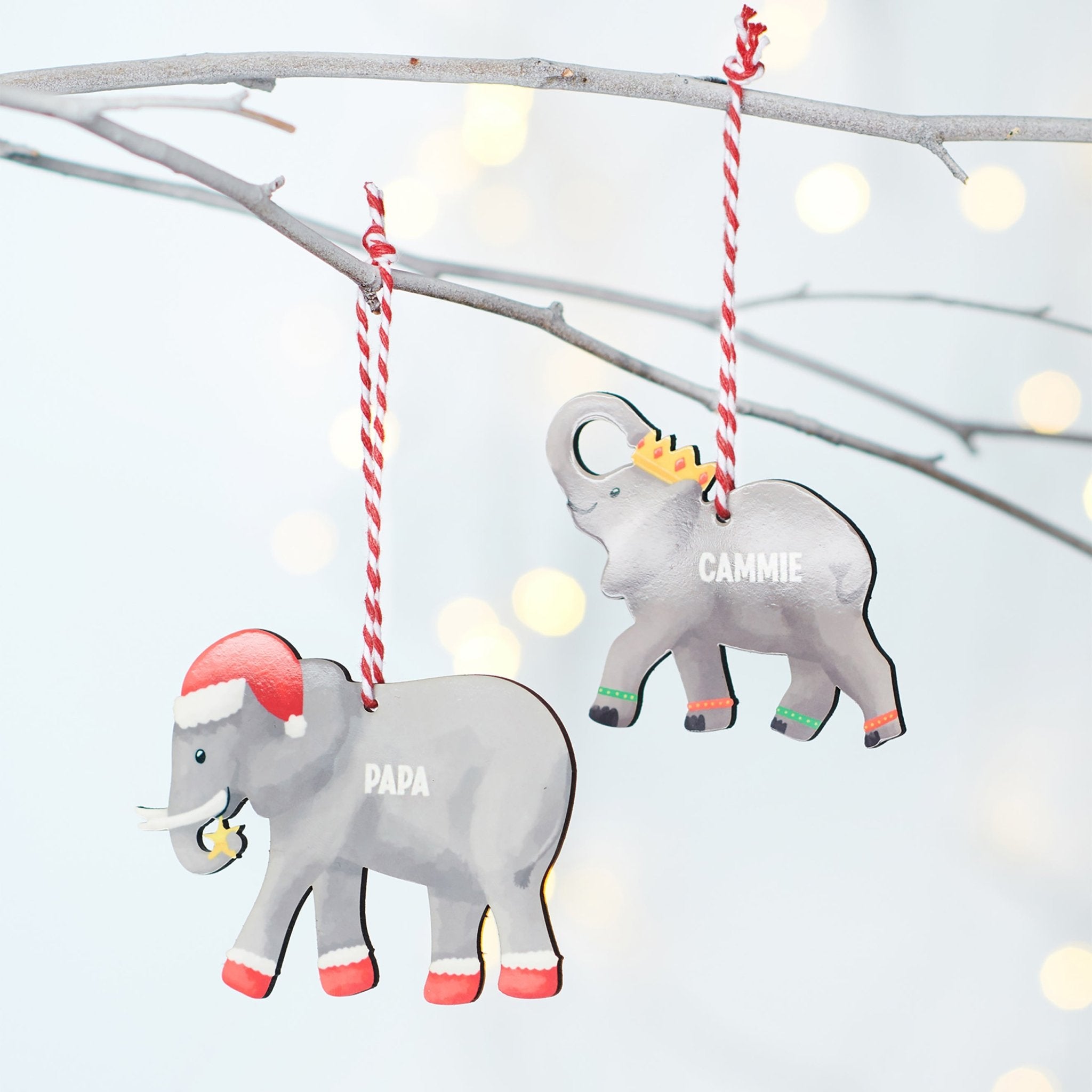 Oakdene Designs Christmas Decorations Personalised Family Elephant Decoration