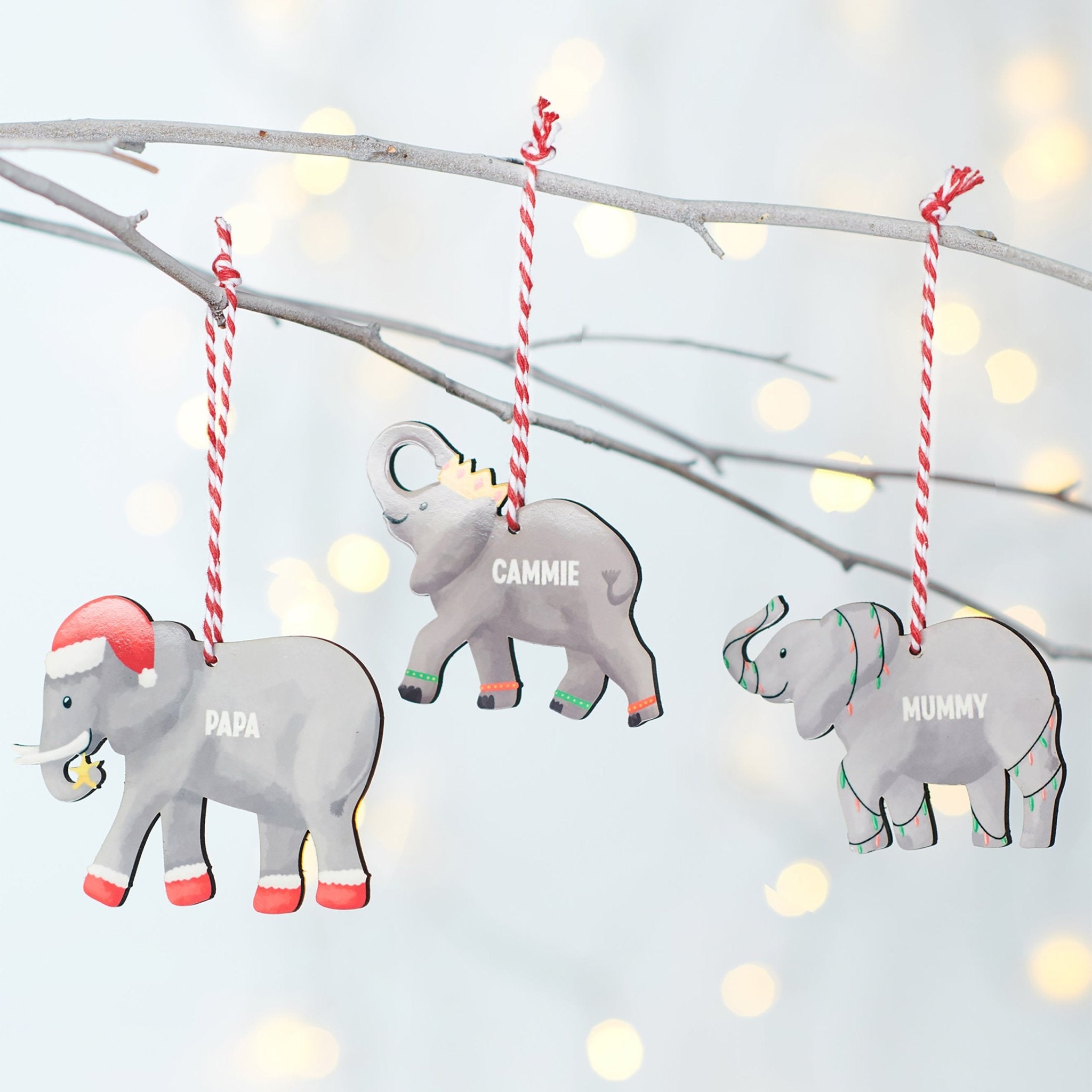 Oakdene Designs Christmas Decorations Personalised Family Elephant Decoration