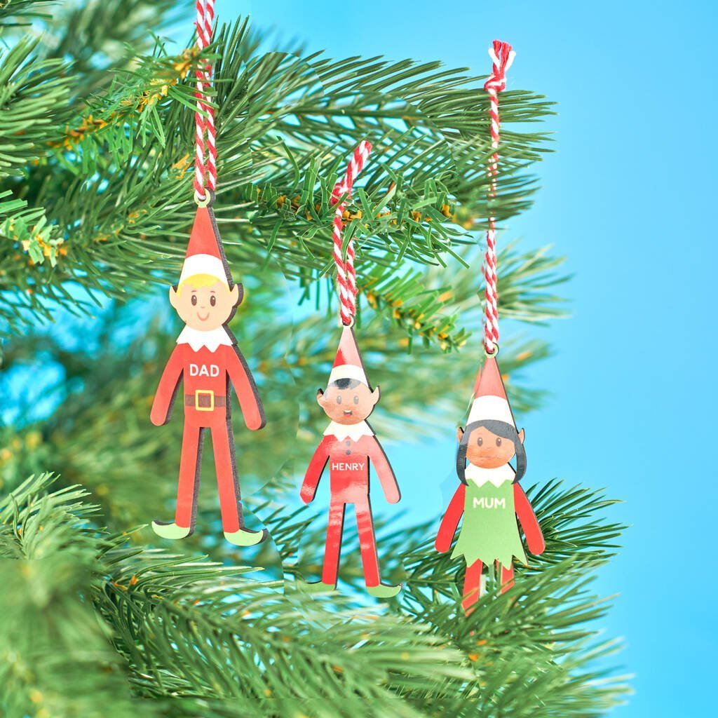 Oakdene Designs Christmas Decorations Personalised Family Elf Decoration