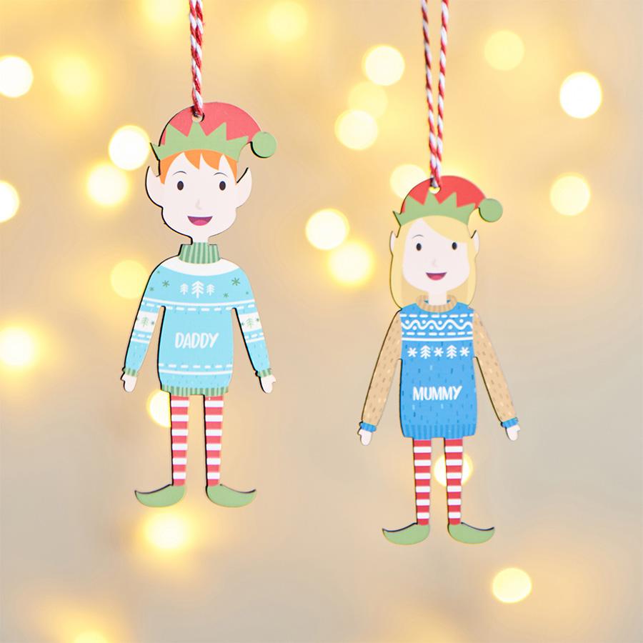 Oakdene Designs Christmas Decorations Personalised Family Elf Decoration