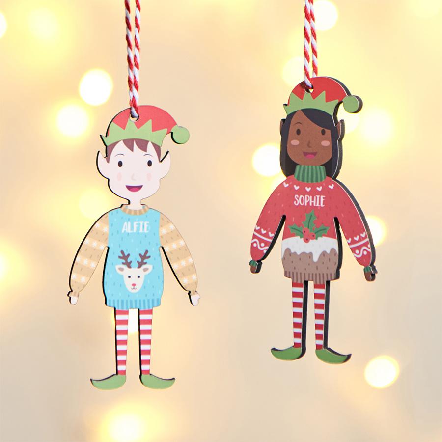 Oakdene Designs Christmas Decorations Personalised Family Elf Decoration