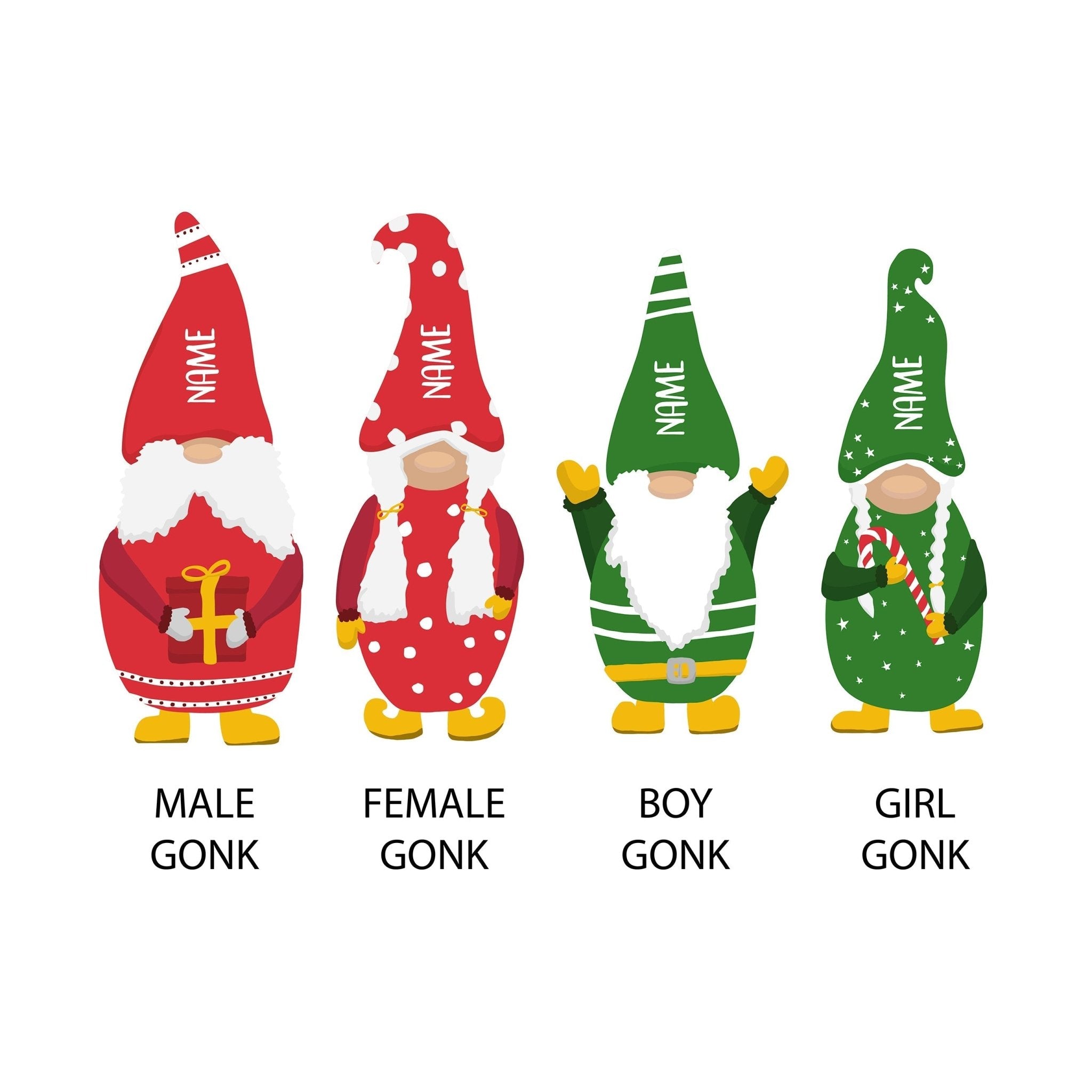 Oakdene Designs Christmas Decorations Personalised Family Gonk Decoration