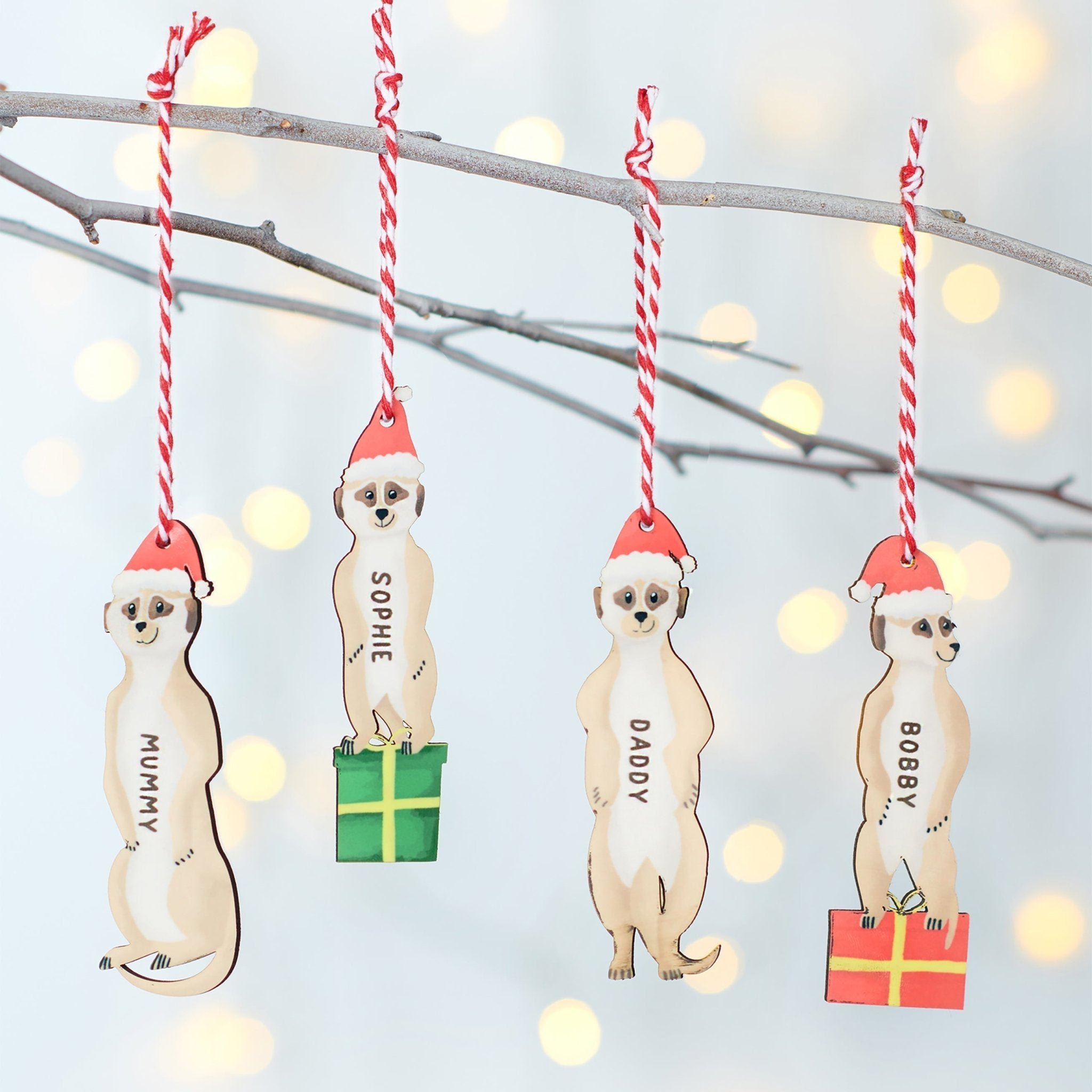 Oakdene Designs Christmas Decorations Personalised Family Meerkat Decoration