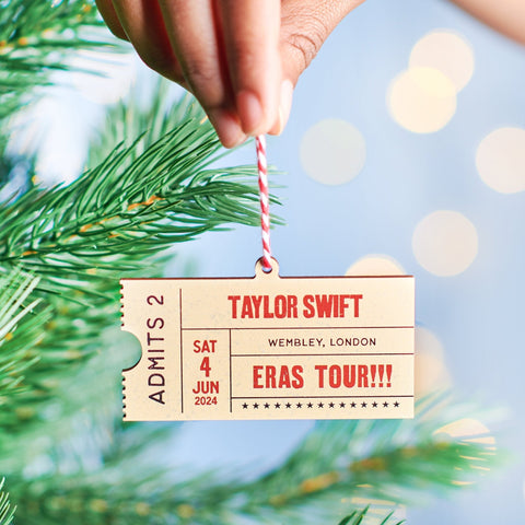 Oakdene Designs Christmas Decorations Personalised Favourite Concert Ticket Decoration