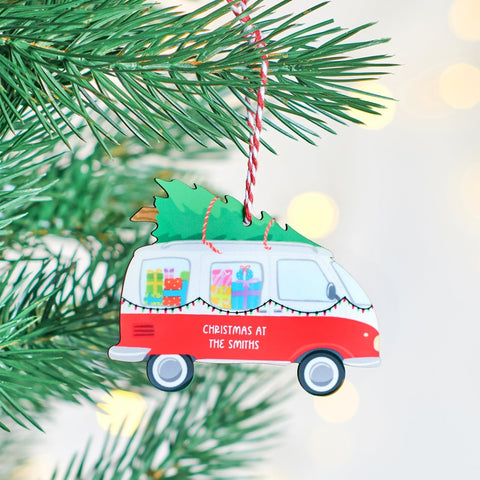 Oakdene Designs Christmas Decorations Personalised Festive Campervan Decoration