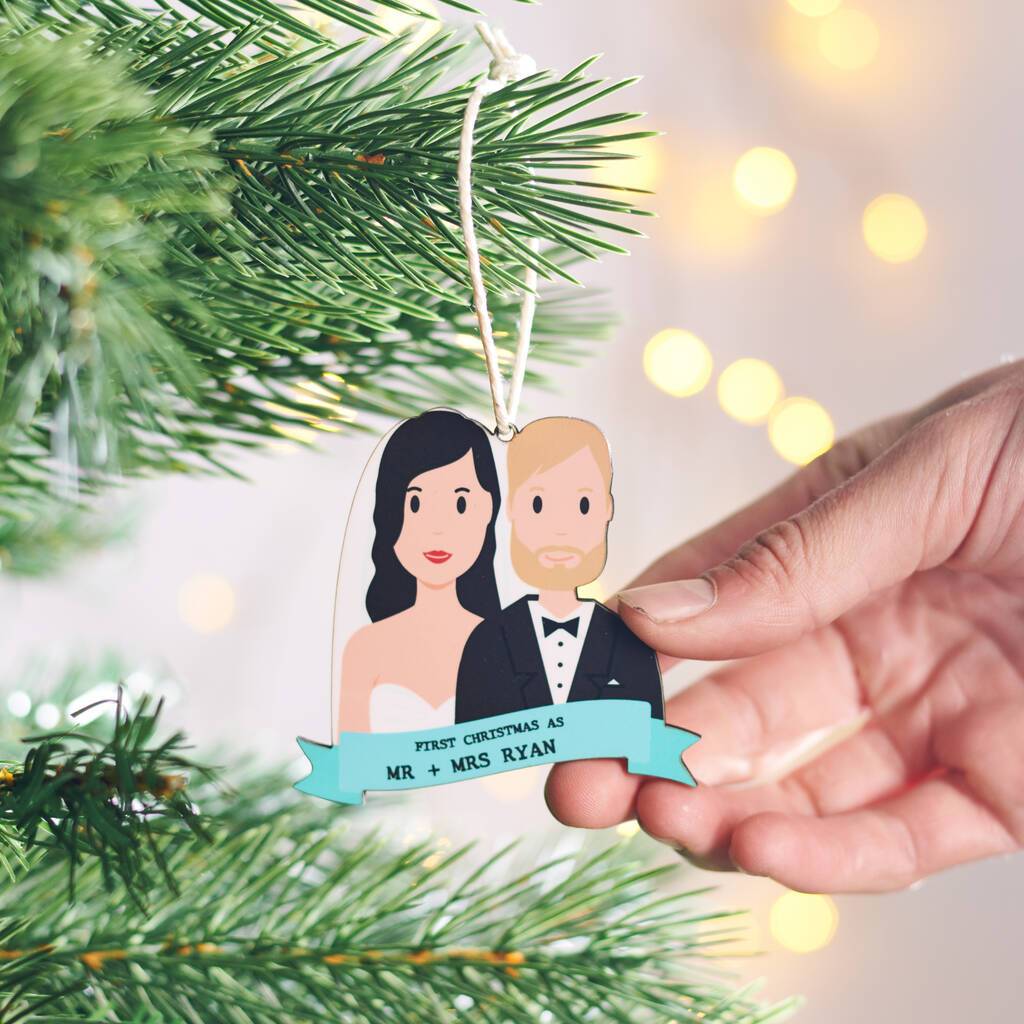 Oakdene Designs Christmas Decorations Personalised First Christmas Wedding Hanging Decoration