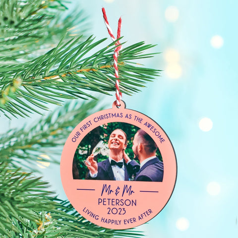 Oakdene Designs Christmas Decorations Personalised First Christmas Wedding Photo Bauble