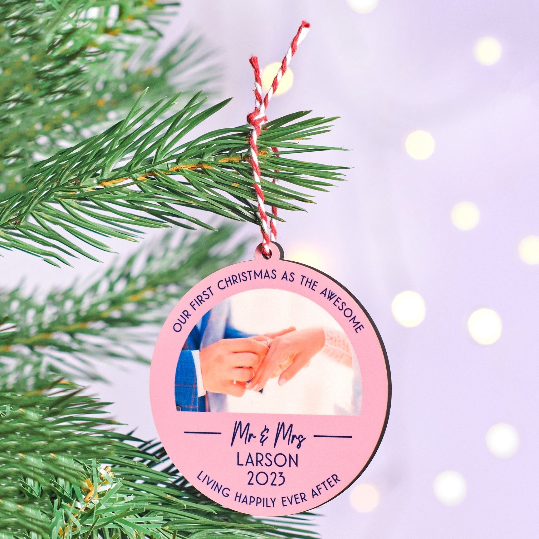 Oakdene Designs Christmas Decorations Personalised First Christmas Wedding Photo Bauble