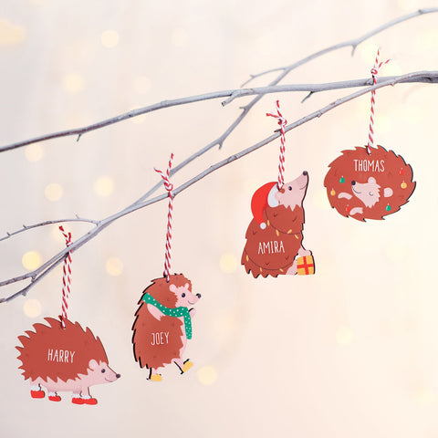 Oakdene Designs Christmas Decorations Personalised Hedgehog Family Decoration