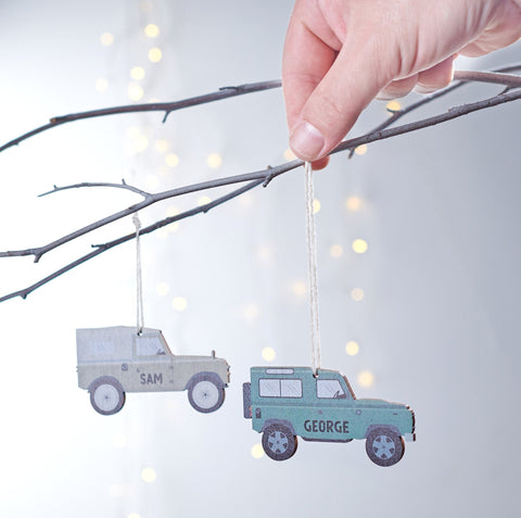 Oakdene Designs Christmas Decorations Personalised Landrover Decoration