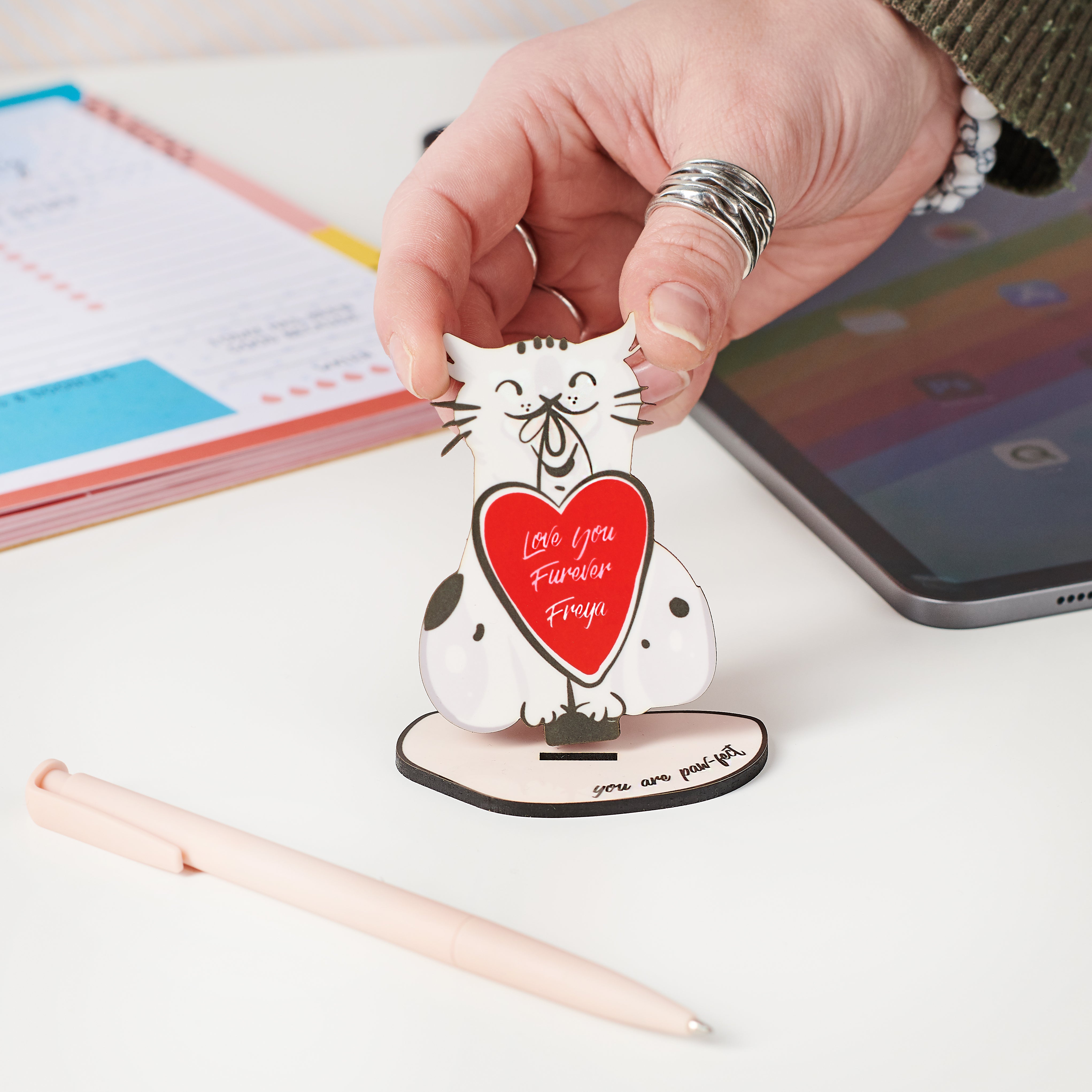 Oakdene Designs Christmas Decorations Personalised 'Love You Furever' Cat Desk Ornament