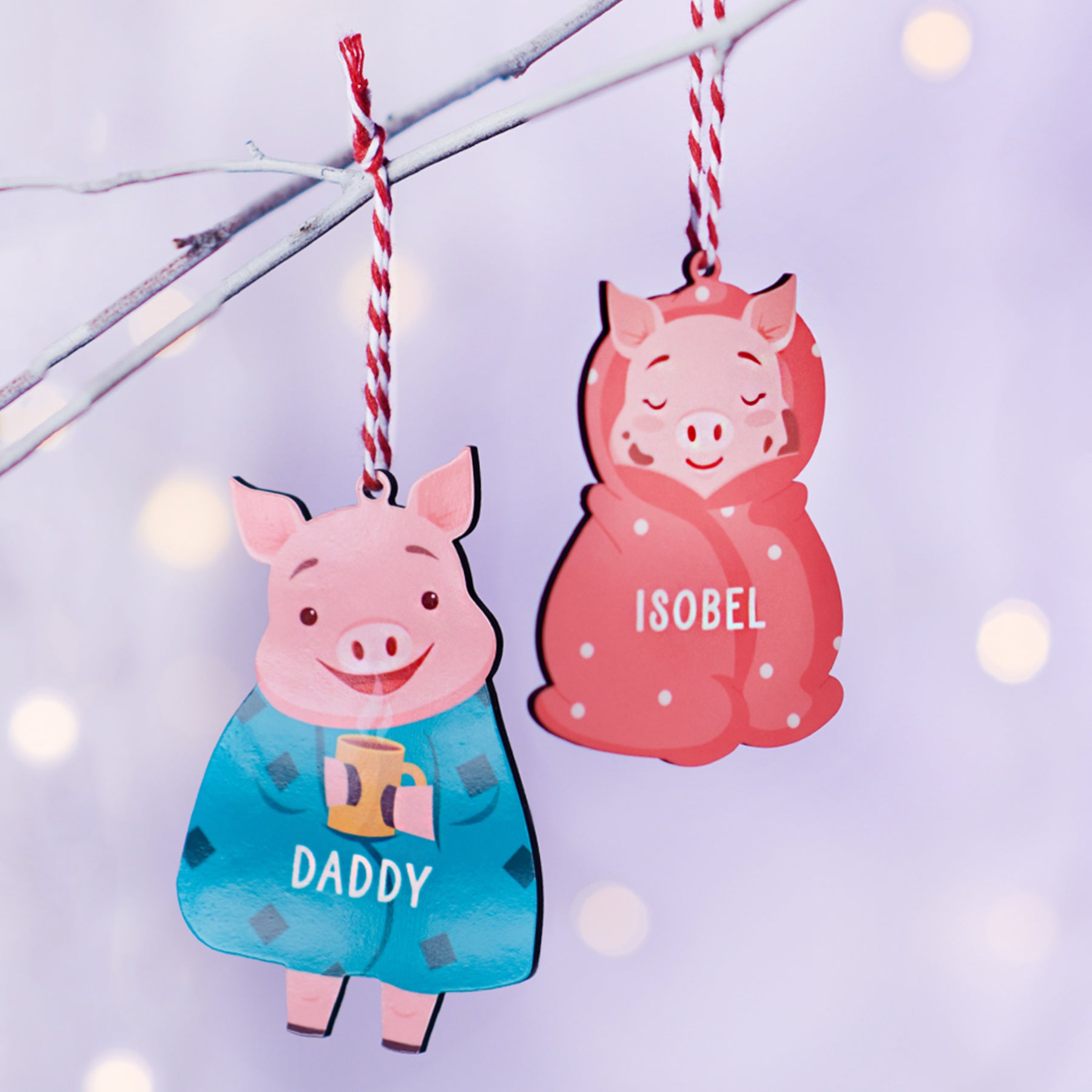 Oakdene Designs Christmas Decorations Personalised Pigs In Blankets Family Christmas Decorations