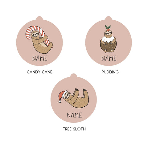 Oakdene Designs Christmas Decorations Personalised Sloth Christmas Bauble