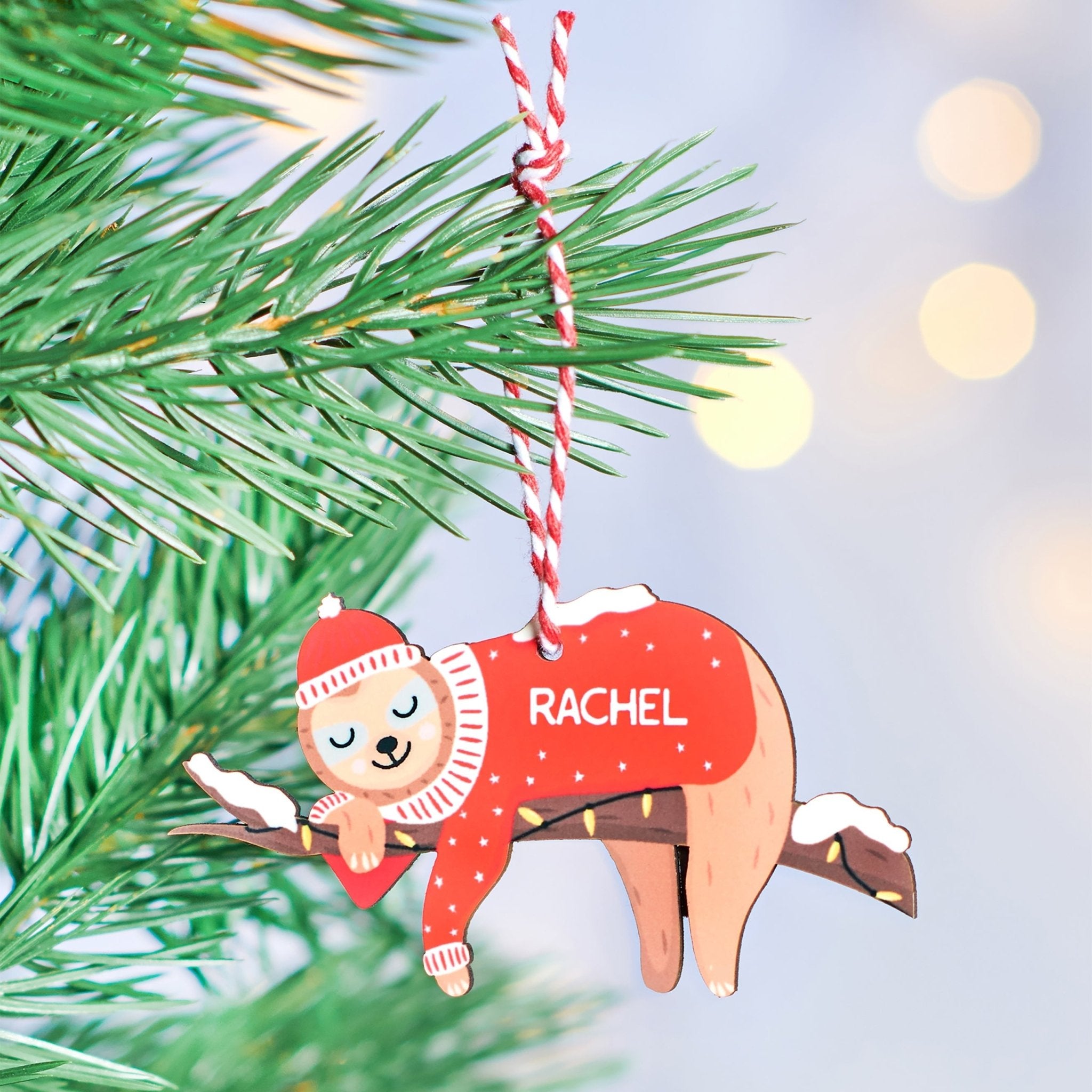 Oakdene Designs Christmas Decorations Personalised Sloth Decoration