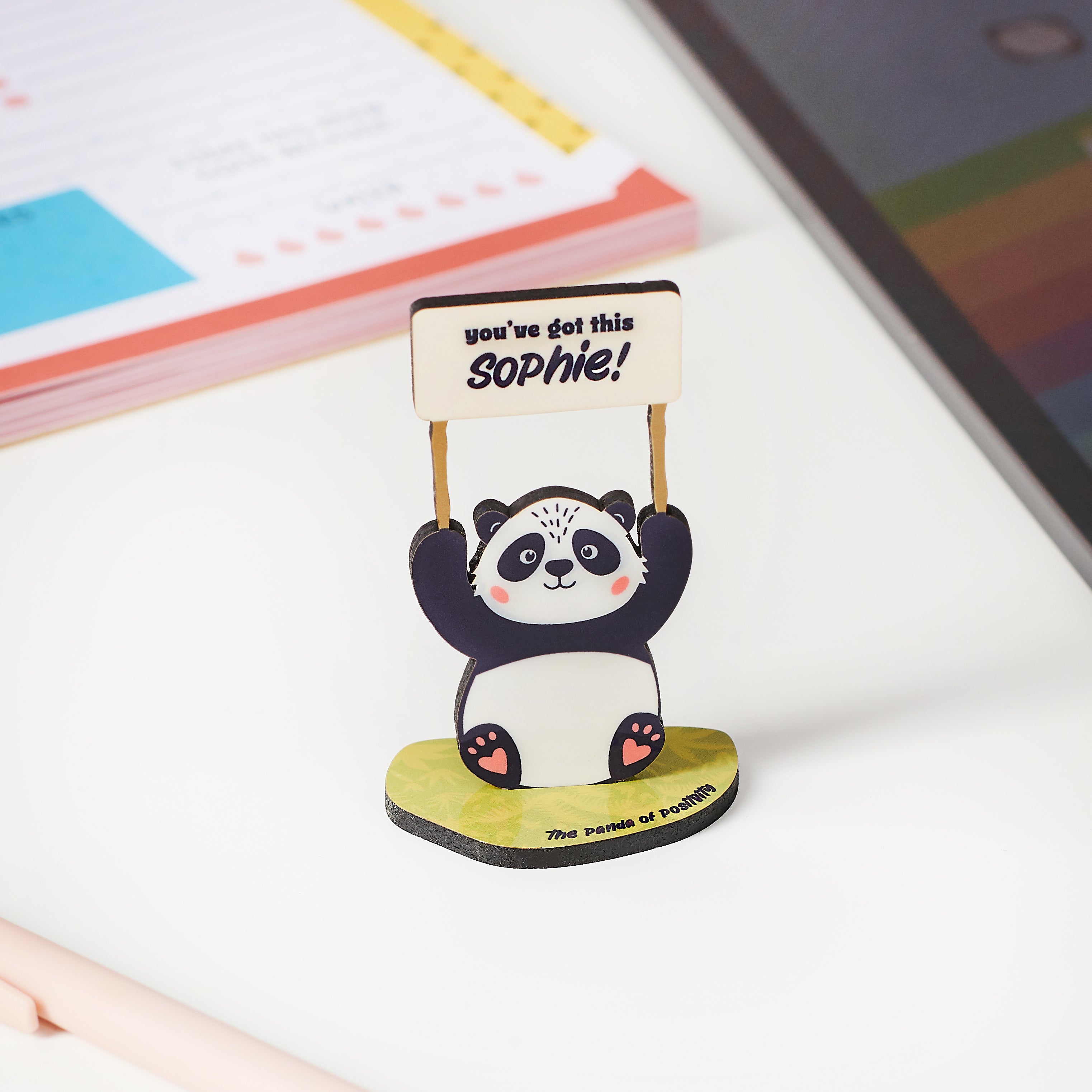 Oakdene Designs Christmas Decorations Personalised Wooden Panda Of Positivity Desk Decoration