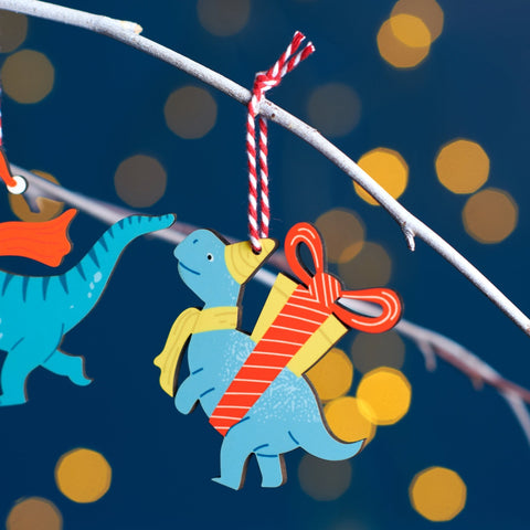 Oakdene Designs Christmas Decorations Set Of Four Children's Dinosaur Christmas Decorations